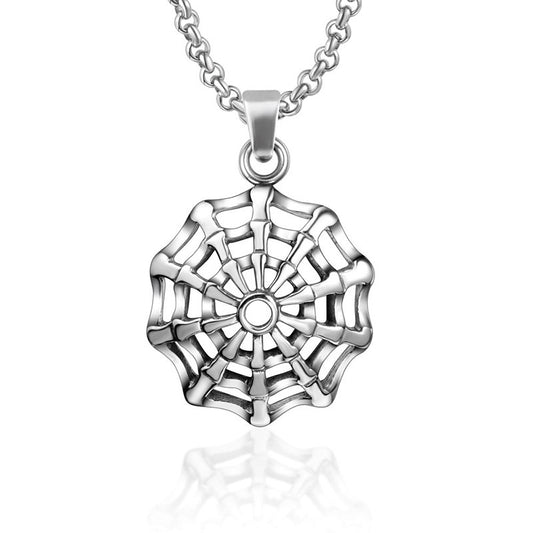 Customizable Titanium Steel Spider Web Pendant Necklace for Trendy Men and Women