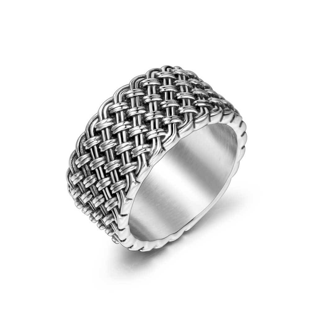European Retro Interwoven Titanium Ring for Men Punk Style