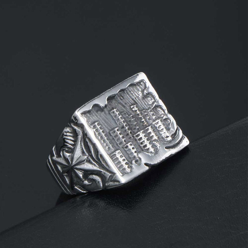 Titanium Steel City Light Fashion Ring for Men and Women - Rice Flower Design