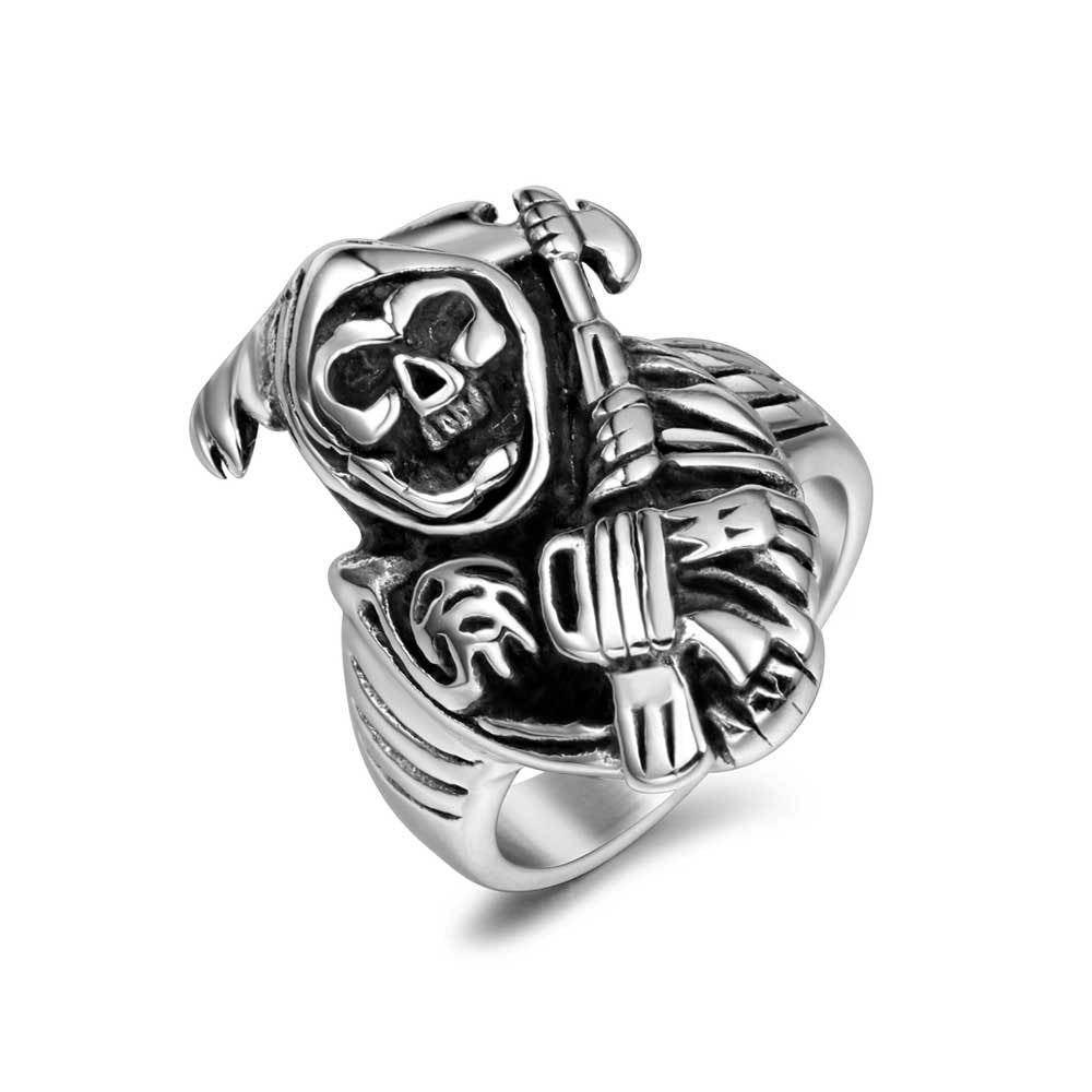 Big Ghost Skull Ring Men Titanium Steel Punk Fashion