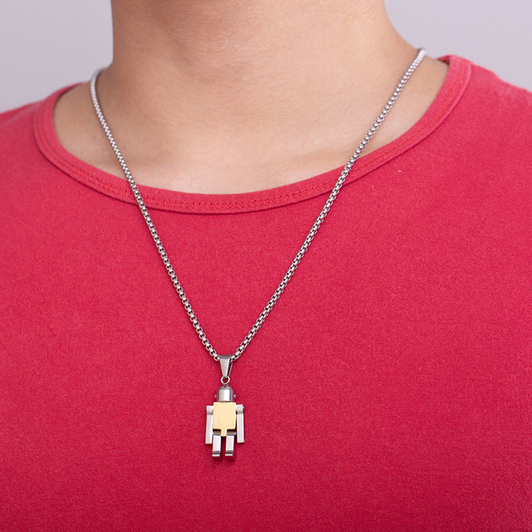 Movable Titanium Steel Robot Pendant for Hip Hop Style
