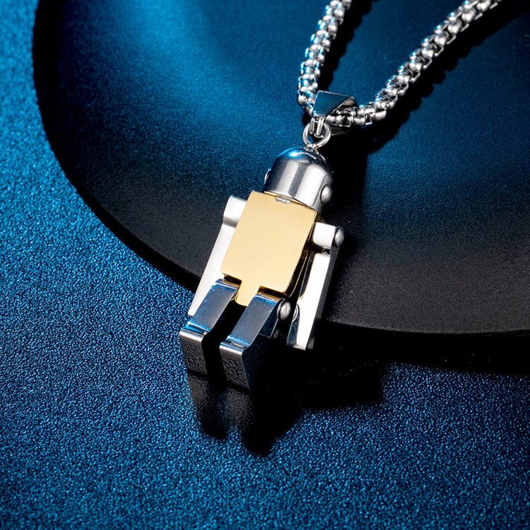 Planderful Robot Pendant Necklace For Urban Streetwear Fans Fade Resistant Titanium Steel Jewelry