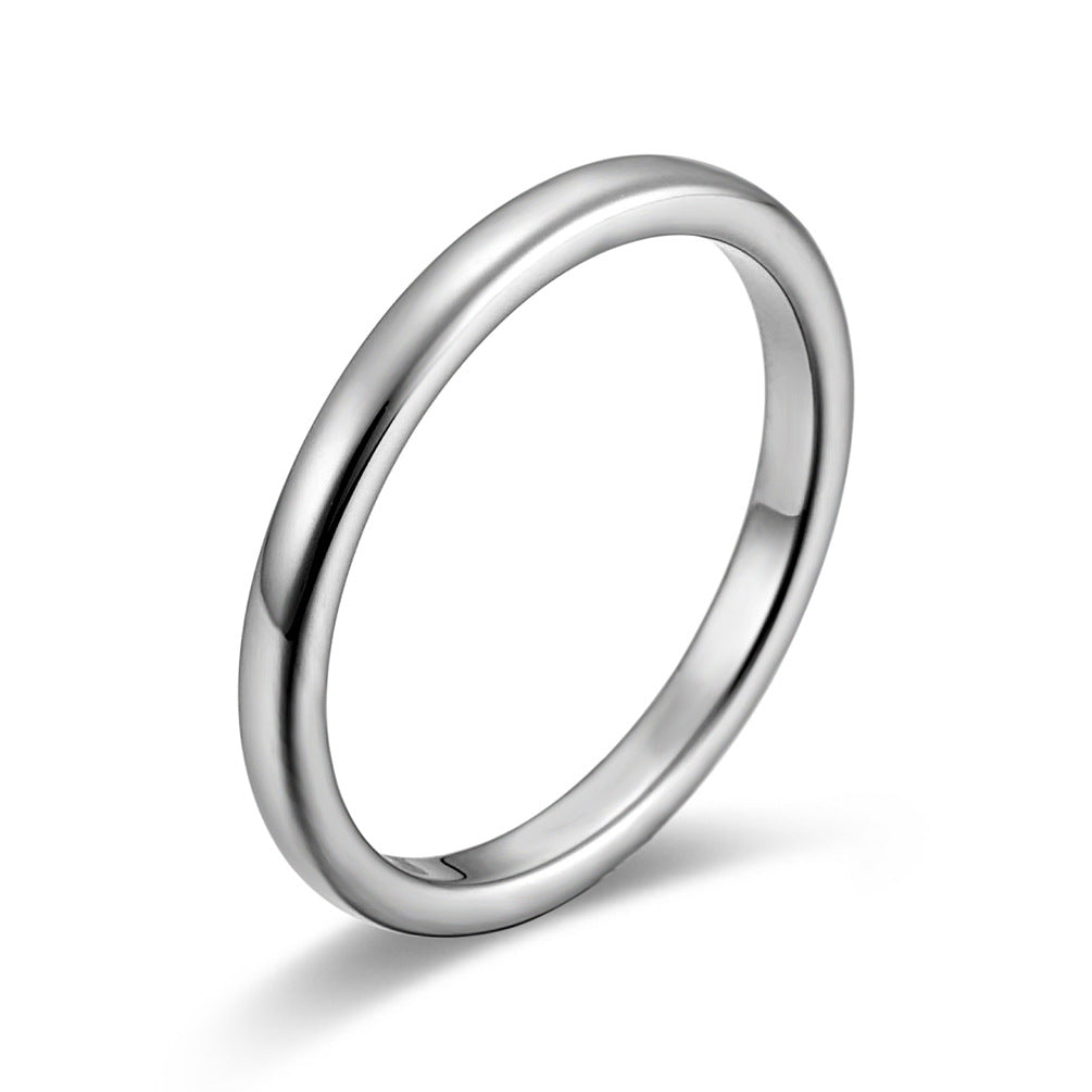 Simple Tungsten Steel Inner And Outer Arc Mirror Bright Tail Ring For Men