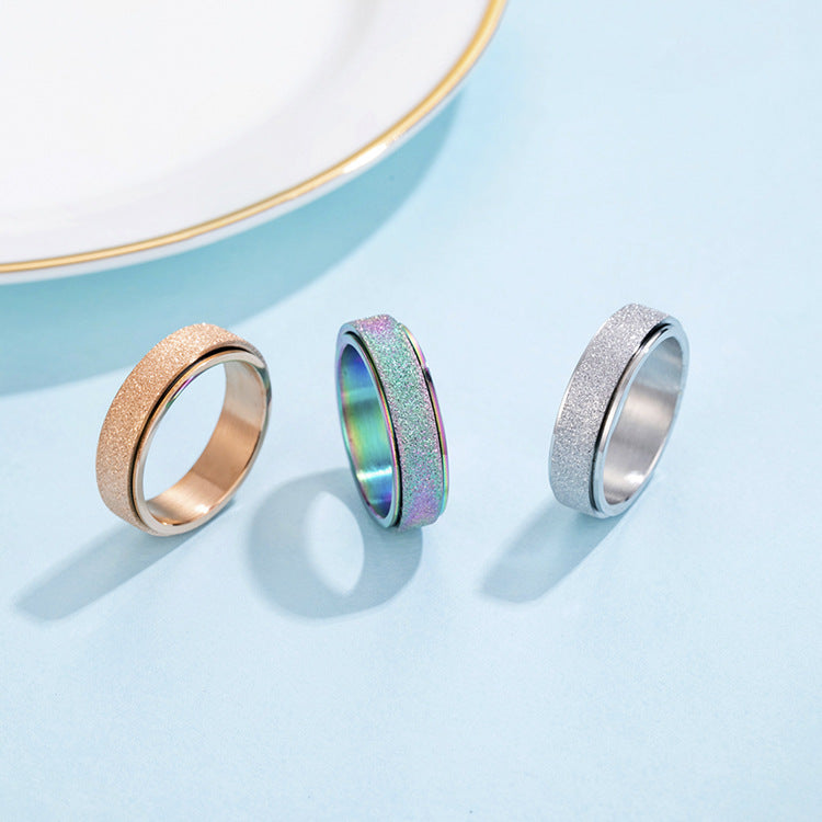 Rotating Ring Stainless Steel Rose Gold Plated Unisex Protection Statement by Planderful Collection