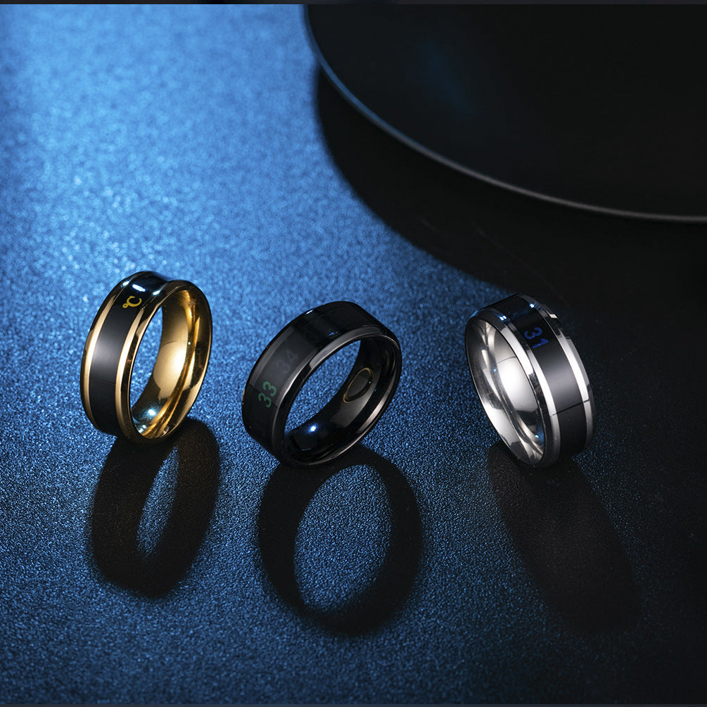 Internet Celebrity Titanium Steel Intelligent Temperature Ring for Men