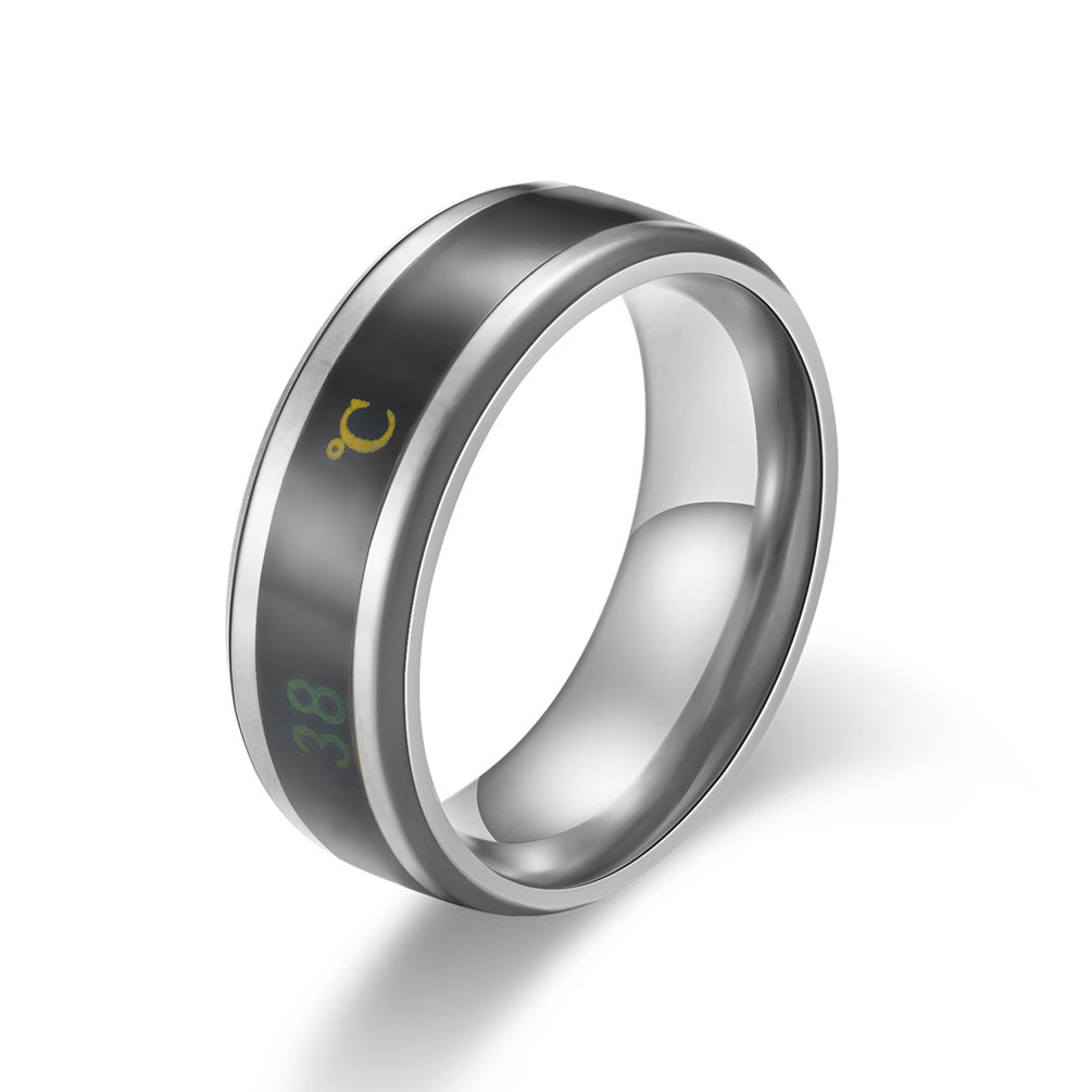 Internet Celebrity Titanium Steel Intelligent Temperature Ring for Men