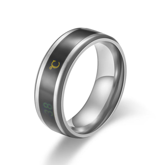 Internet Celebrity Titanium Steel Intelligent Temperature Ring for Men