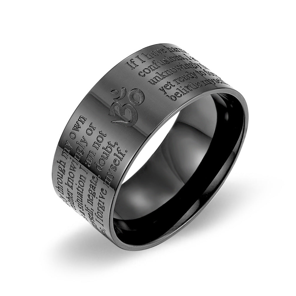 Colorful Engraved English Stainless Steel Ring