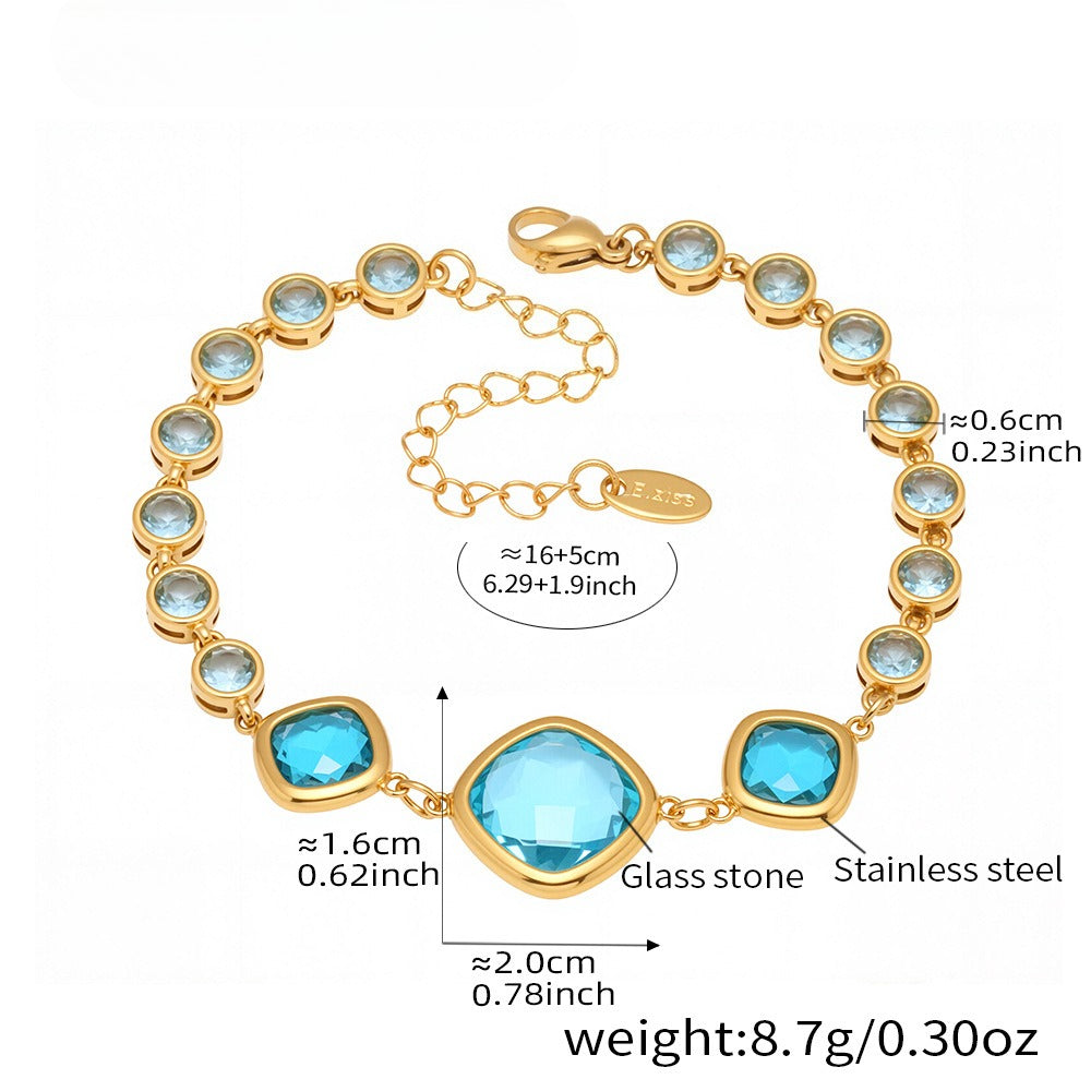 Planderful Stainless Czech Glass Stone Bracelet For Women
