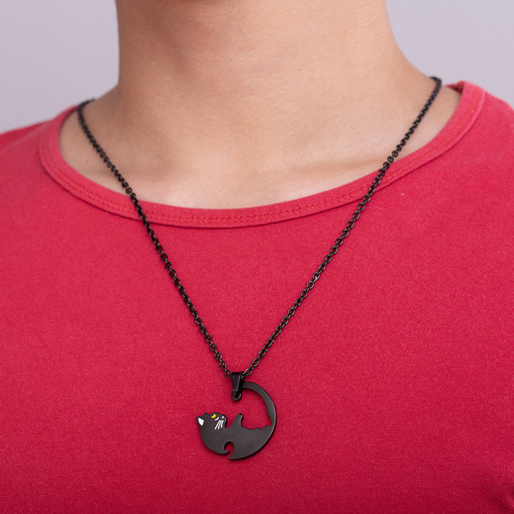 Japanese and Korean Style Cat Couple Pendant for Men