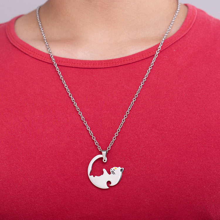 Japanese and Korean Style Cat Couple Pendant for Men