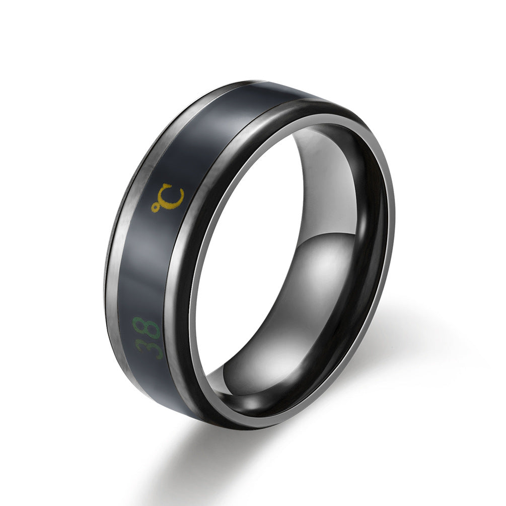 Internet Celebrity Titanium Steel Intelligent Temperature Ring for Men