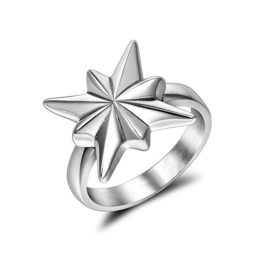 Trendy Titanium Steel Floral Ring for Men and Women - European and American Wholesale Fashion