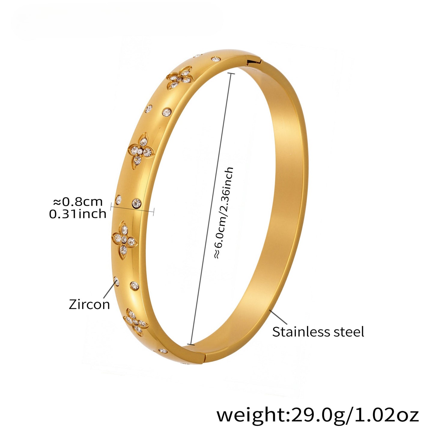 Planderful Women Stainless Steel Geometric Zircon Bracelet