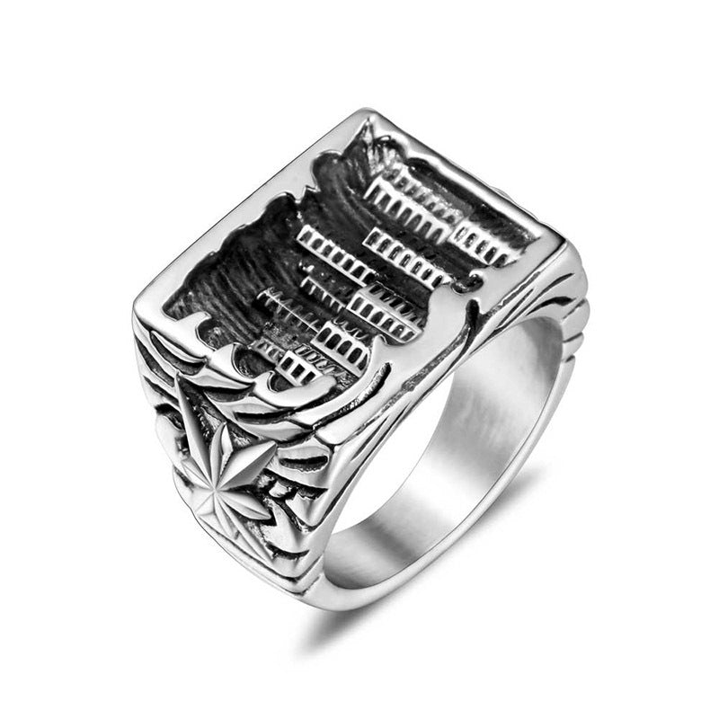 Titanium Steel City Light Fashion Ring for Men and Women - Rice Flower Design