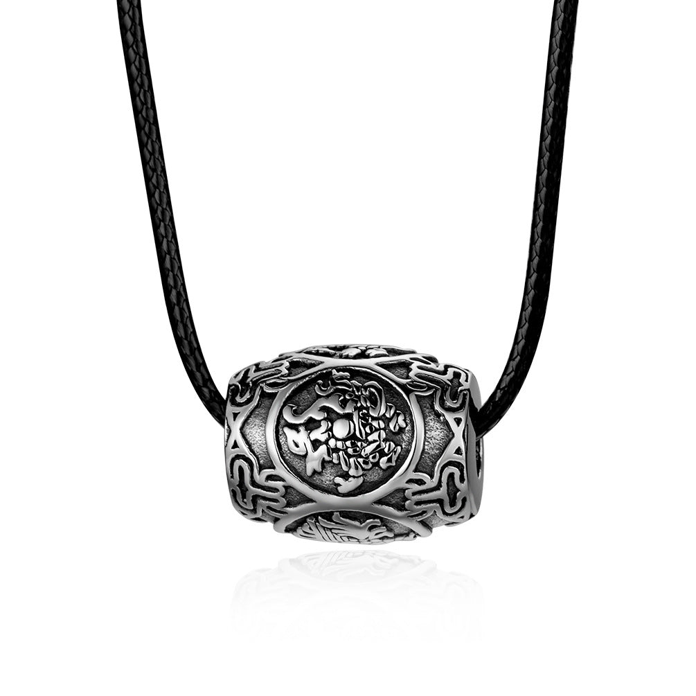 Retro Four Great Beasts Pendant with Chinese Mantra Beads