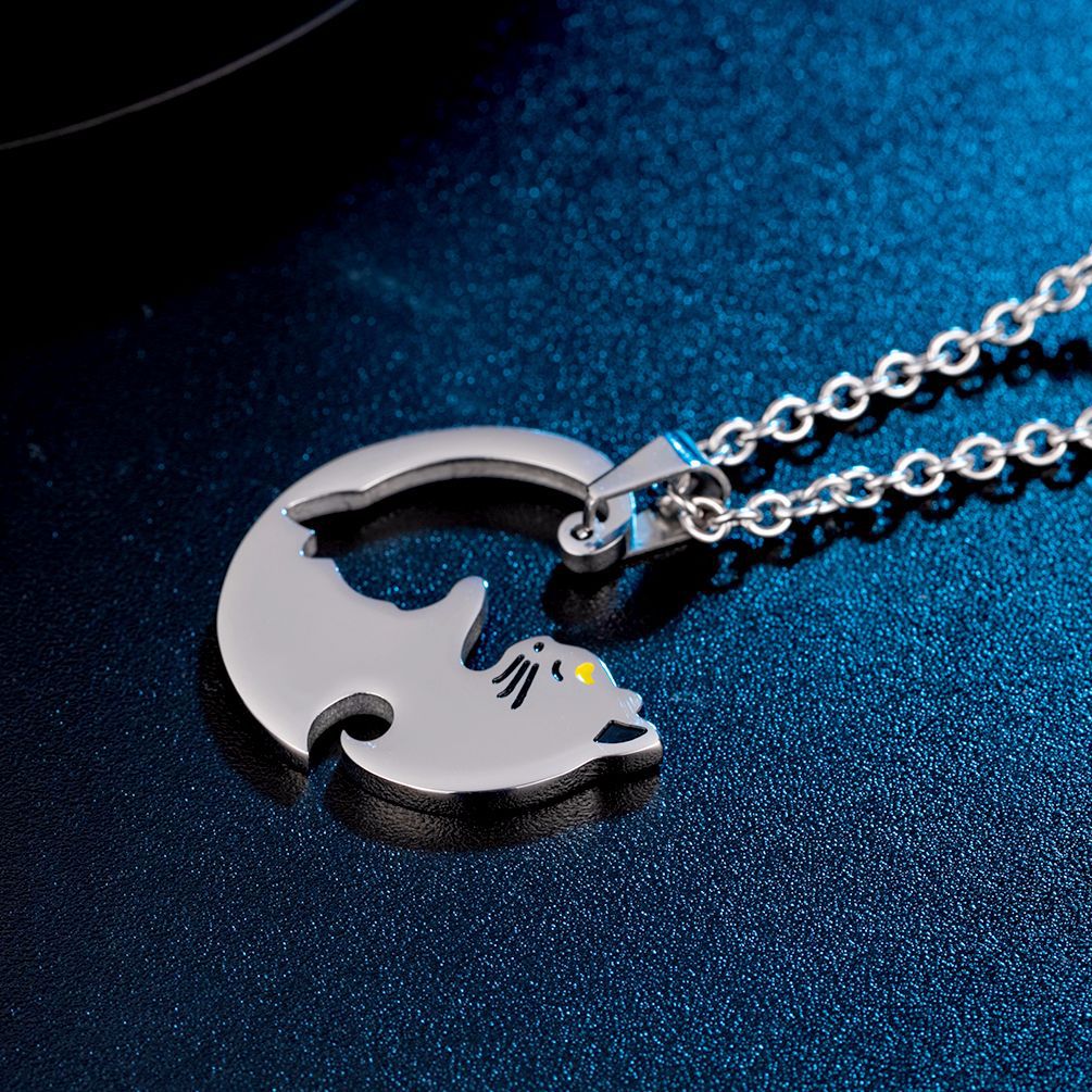 Japanese and Korean Style Cat Couple Pendant for Men