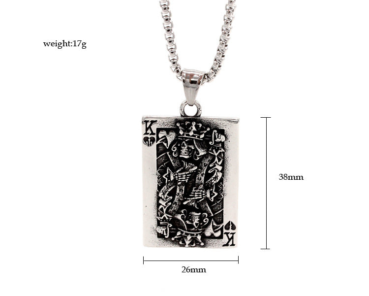 Planderful Personalized Retro Playing Cards Pendant King K Titanium Steel Unisex Protection For Card Lovers