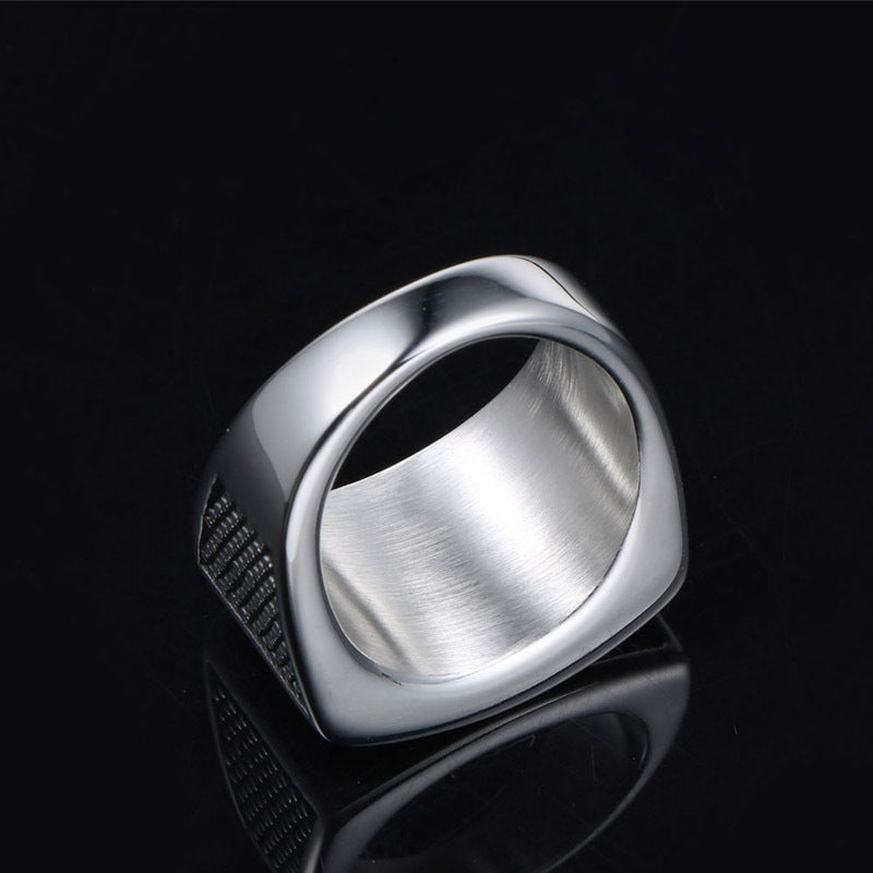 Titanium Steel Octagram Star Punk Men's Ring - European and American Vintage Style Accessories