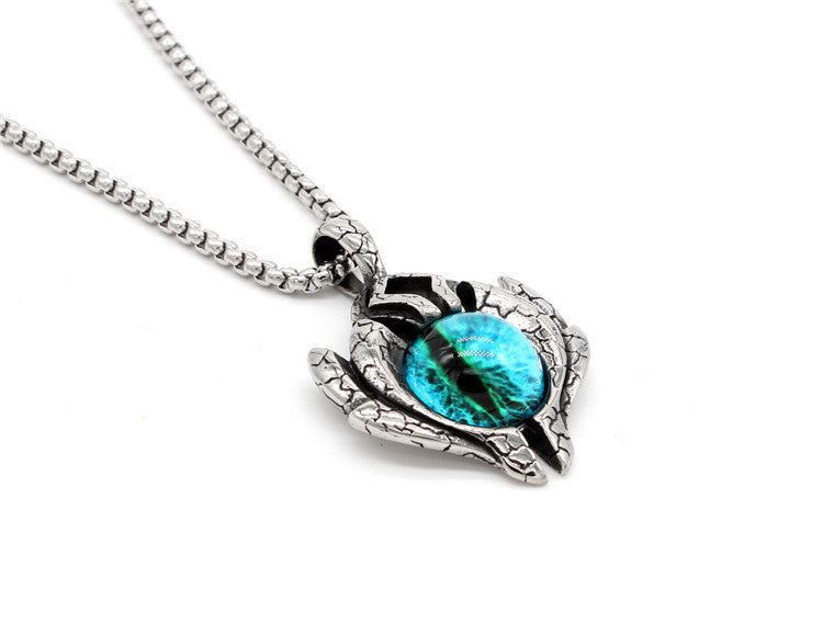 Planderful Everyday Genie Titanium Steel Pendant Necklace Unisex Retro Punk Spaceship Devil Eye Protection
