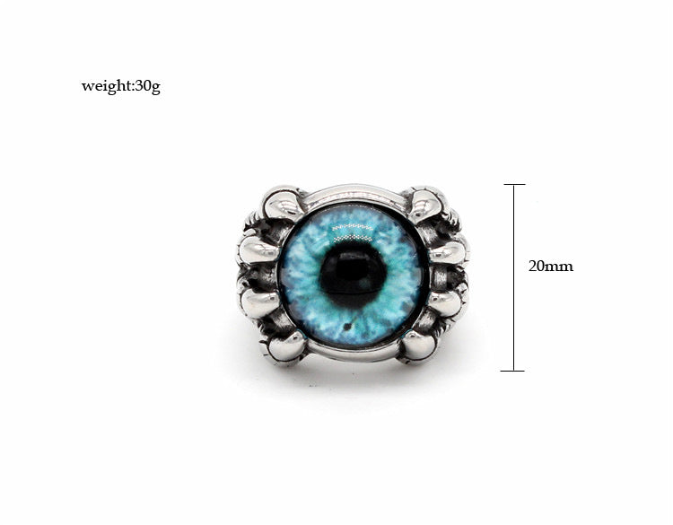 Planderful Titanium Steel Ring With Retro Devil Eyes Protective Unisex Jewelry For Men
