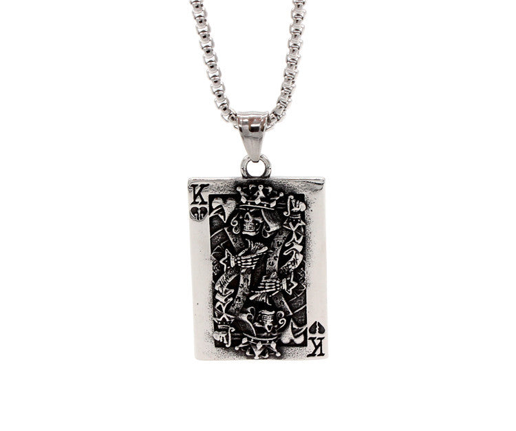 Planderful Personalized Retro Playing Cards Pendant King K Titanium Steel Unisex Protection For Card Lovers