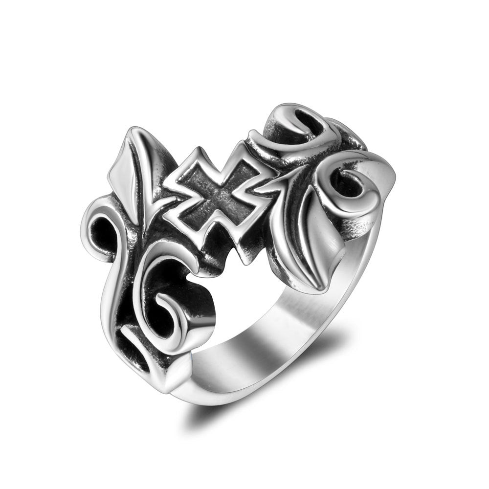 Retro Floral Vine Titanium Steel Ring For Men Planderful