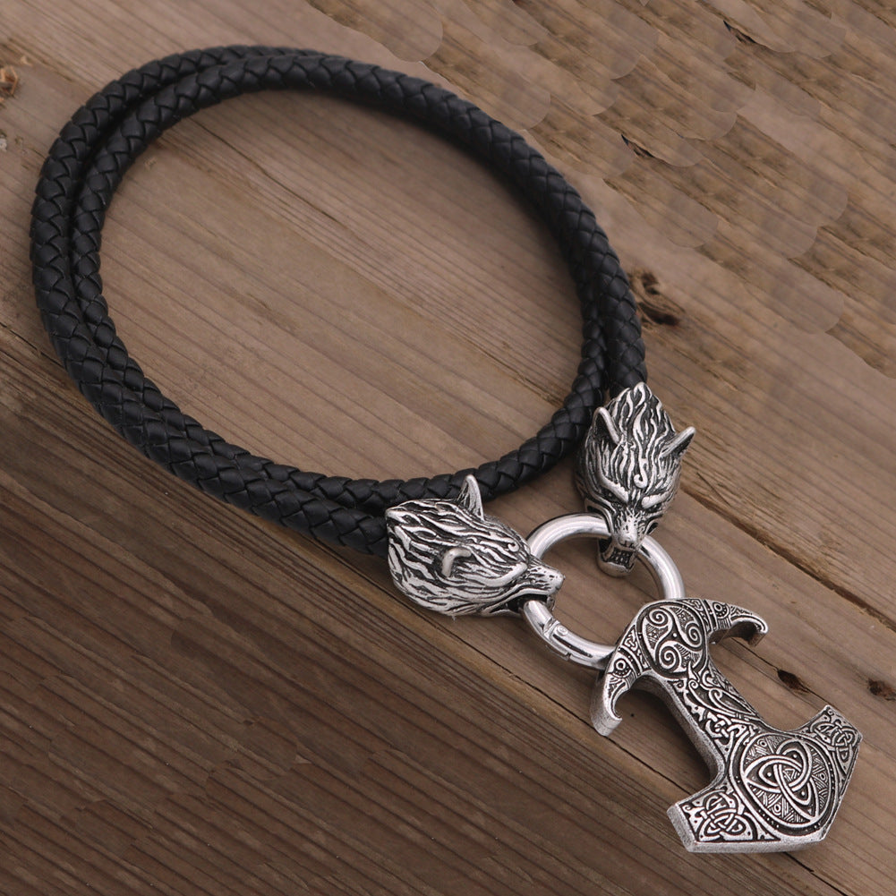 Viking Nordic Wolf Head Necklace - Men's Talisman in Norse Legacy Collection