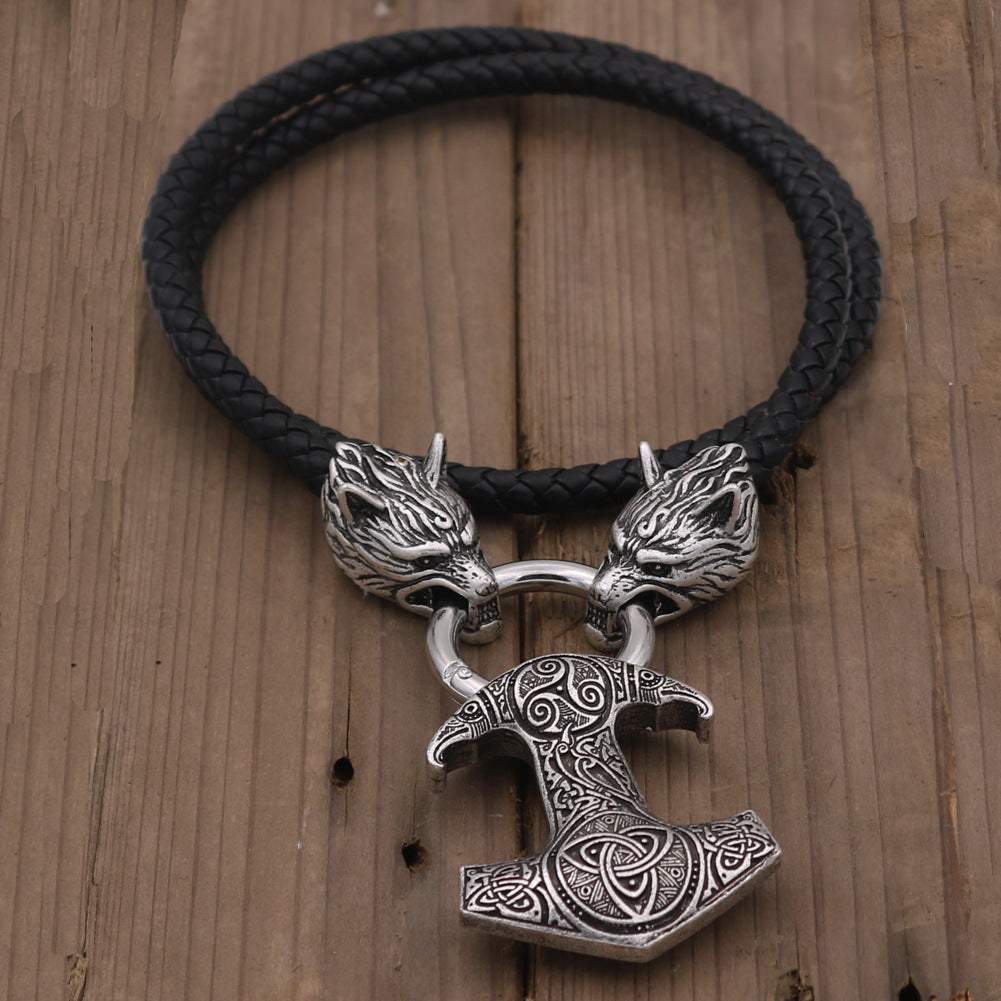 Viking Nordic Wolf Head Necklace - Men's Talisman in Norse Legacy Collection
