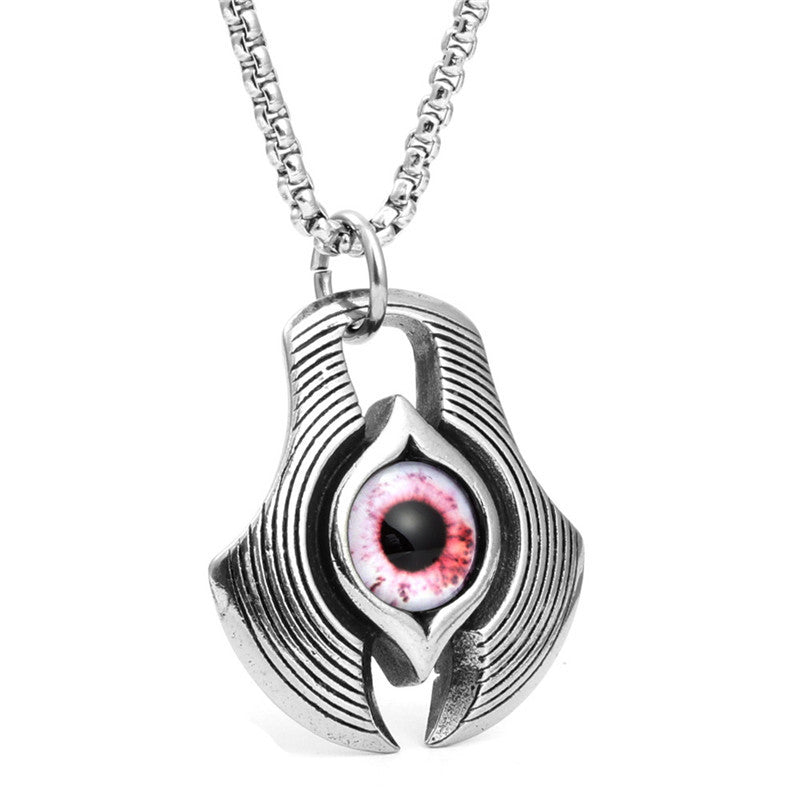Titanium Steel Axe Eye Pendant Necklace for Men - Multi-Color Stainless Steel Jewelry
