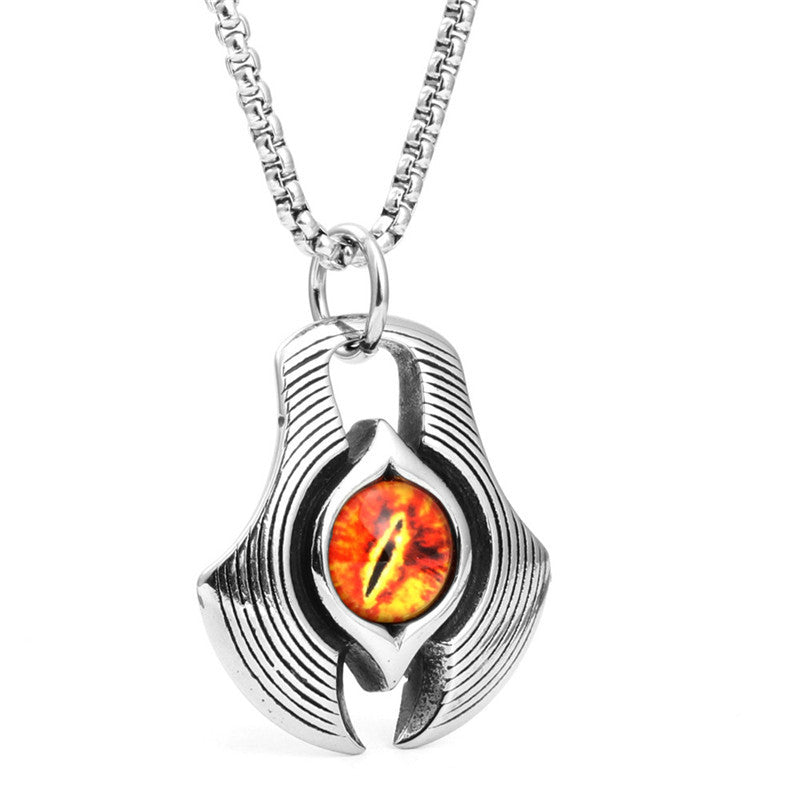 Titanium Steel Axe Eye Pendant Necklace for Men - Multi-Color Stainless Steel Jewelry