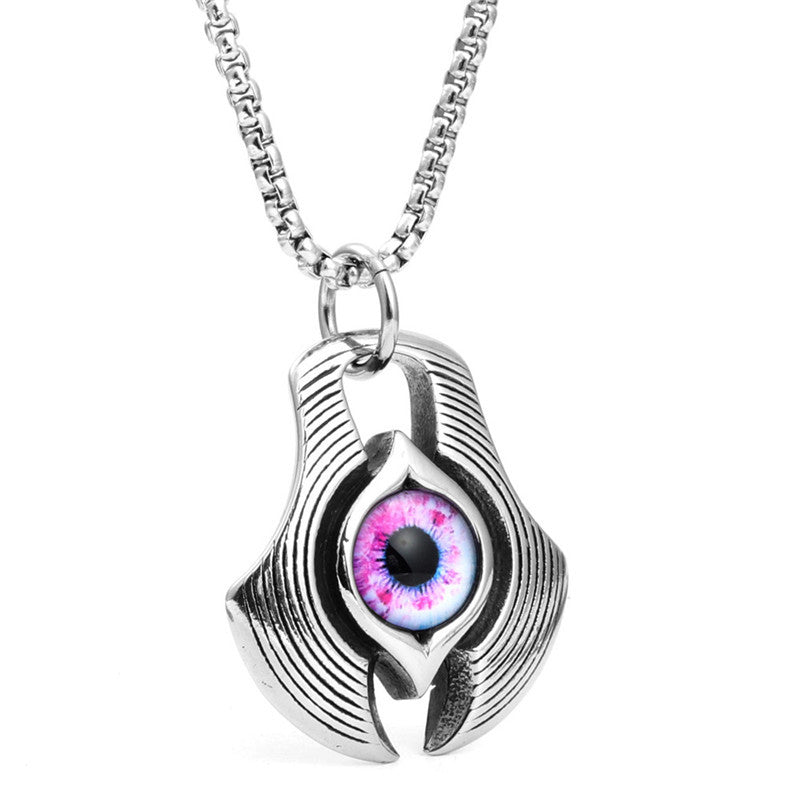 Titanium Steel Axe Eye Pendant Necklace for Men - Multi-Color Stainless Steel Jewelry