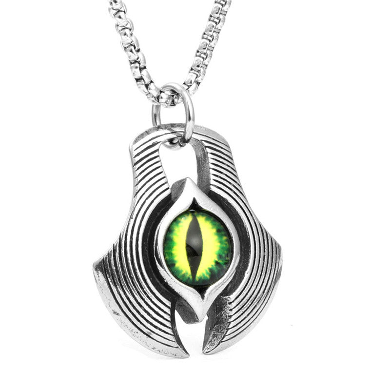 Titanium Steel Axe Eye Pendant Necklace for Men - Multi-Color Stainless Steel Jewelry