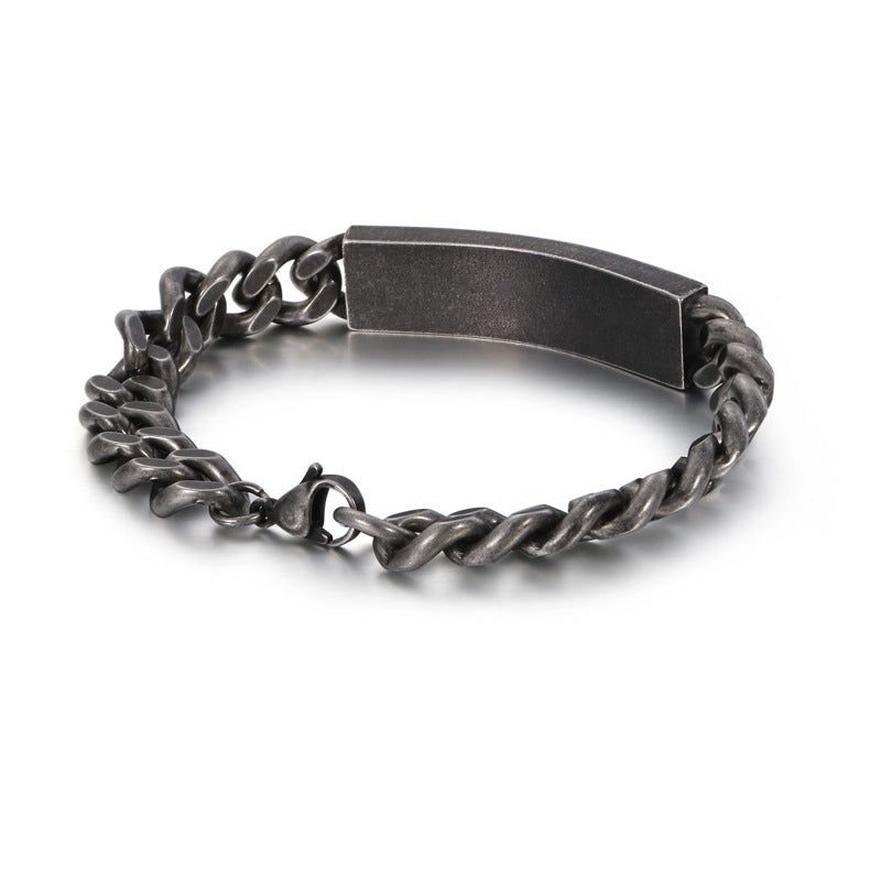 Stainless Steel Personalized Curved Cross Men's Bracelet - Retro Prayer Jewelry