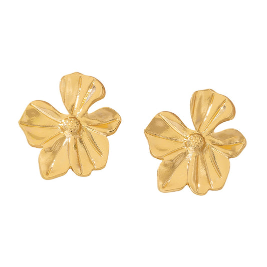 Planderful Vienna Verve Earrings – Exquisite Metal Gold Flower Design