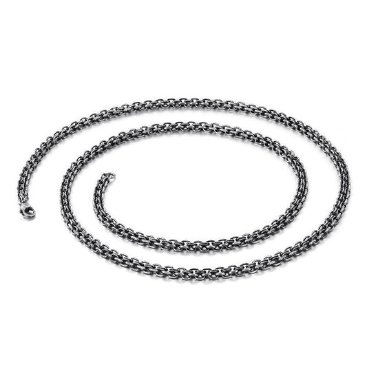 Stainless Steel Men's Necklace, Titanium Steel Chain Retro Double-Layer O-Shaped Cross Chain