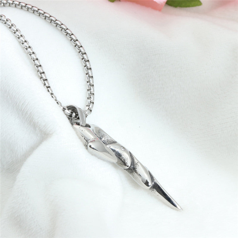 Titanium Steel Flame Pendant Necklace for Men - Trendy European and American Jewelry