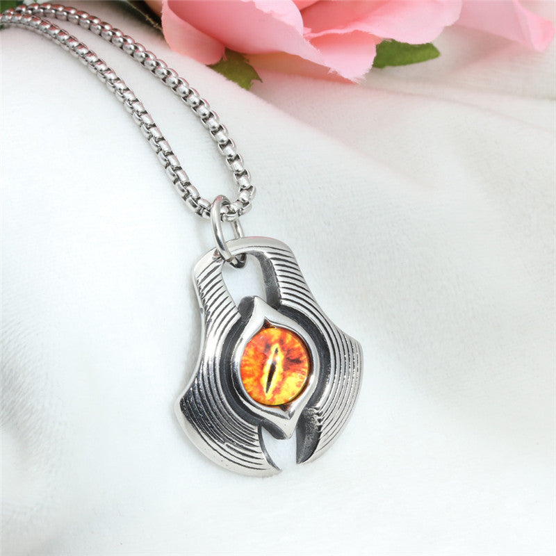 Titanium Steel Axe Eye Pendant Necklace for Men - Multi-Color Stainless Steel Jewelry