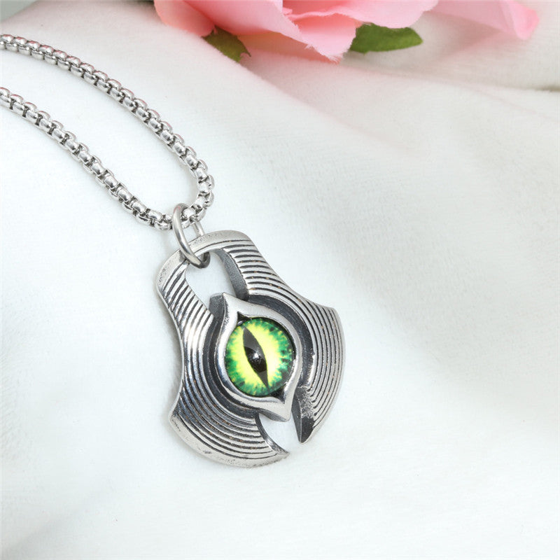 Titanium Steel Axe Eye Pendant Necklace for Men - Multi-Color Stainless Steel Jewelry