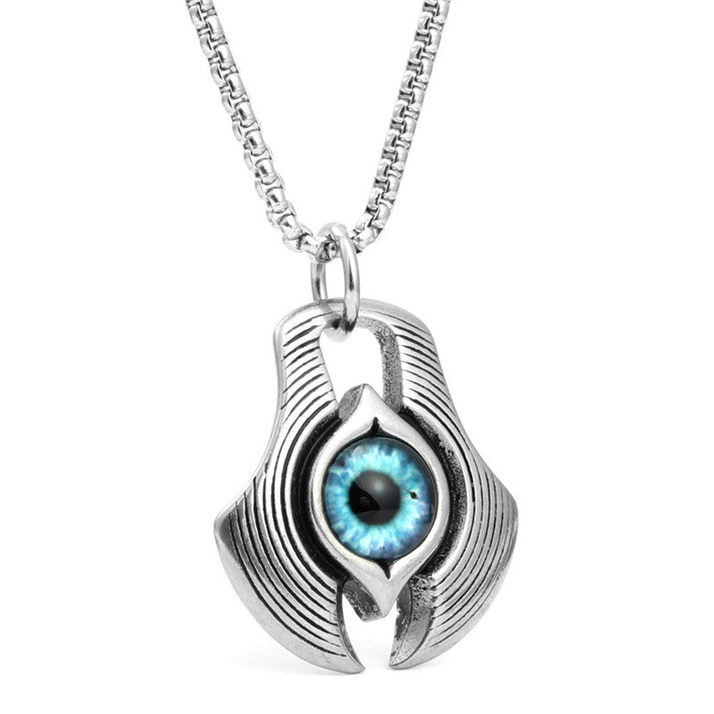 Titanium Steel Axe Eye Pendant Necklace for Men - Multi-Color Stainless Steel Jewelry