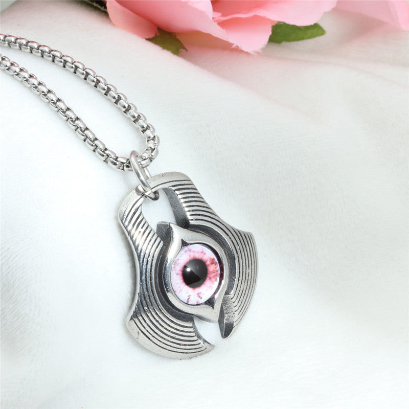 Titanium Steel Axe Eye Pendant Necklace for Men - Multi-Color Stainless Steel Jewelry