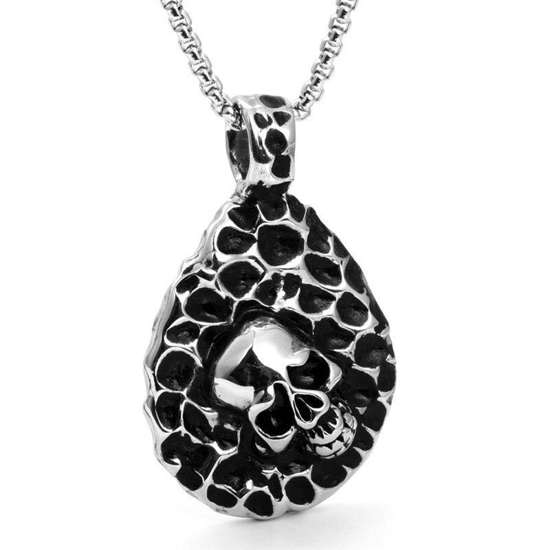 Titanium Steel Water Drop Skull Pendant Necklace for Men - Trendy Ghost Head Design