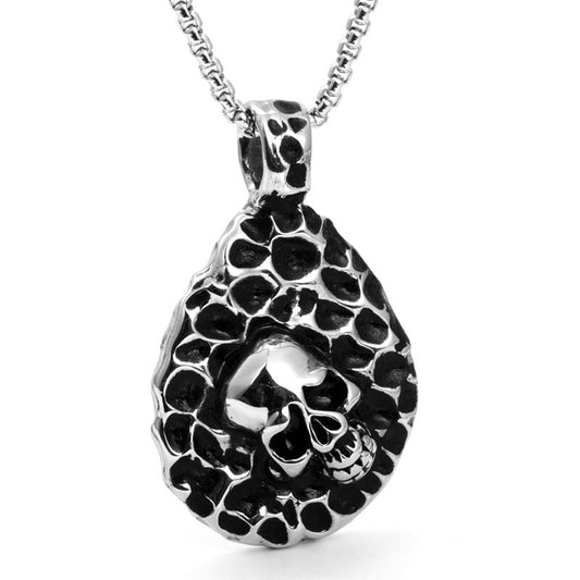 Titanium Steel Water Drop Skull Pendant Necklace for Men - Trendy Ghost Head Design