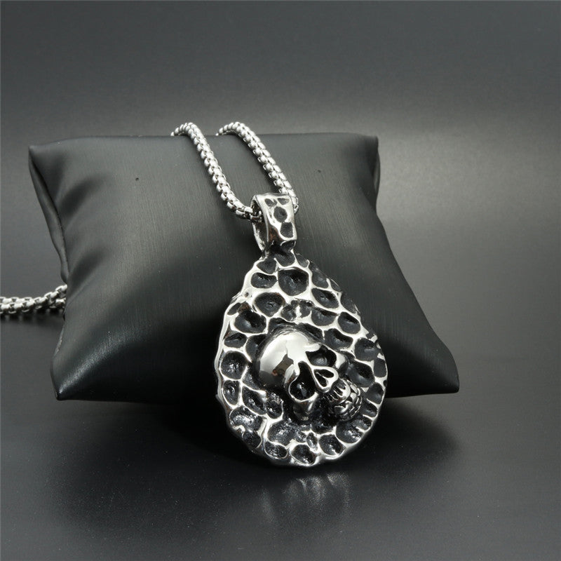 Titanium Steel Water Drop Skull Pendant Necklace for Men - Trendy Ghost Head Design