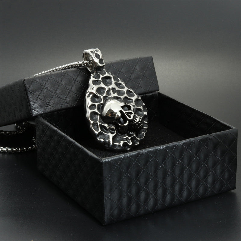 Titanium Steel Water Drop Skull Pendant Necklace for Men - Trendy Ghost Head Design