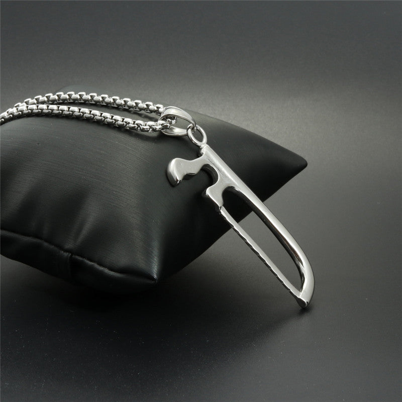 Titanium Steel Chainsaw Pendant Necklace for Men - Trendy Logging and Electrician Jewelry