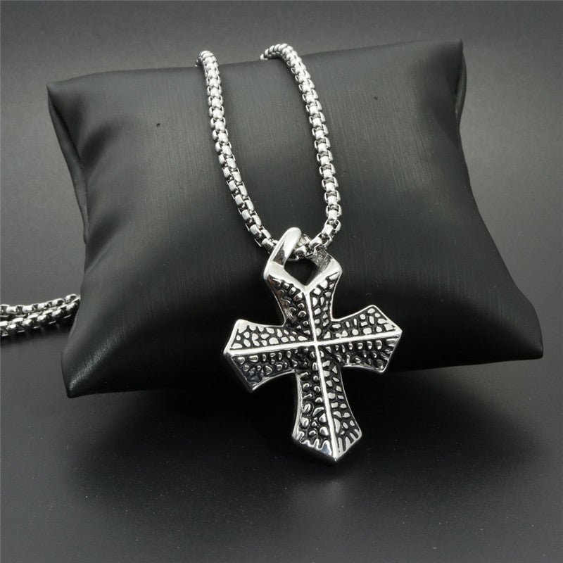 Trendy Titanium Steel Cross Pendant Necklace for Men - Stylish Christmas Gift