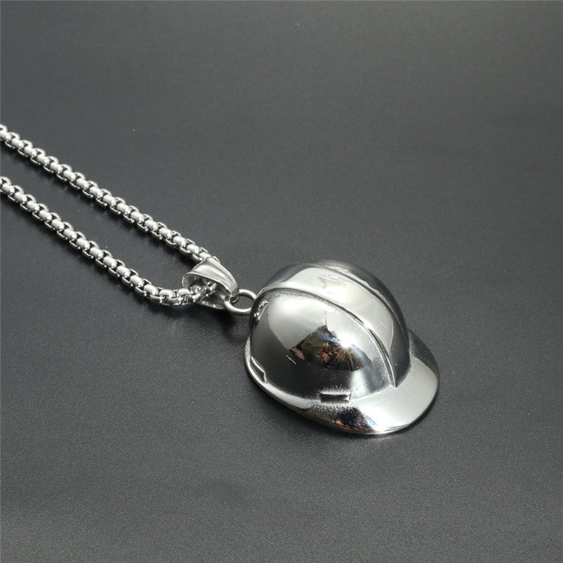 Trendy Titanium Steel Hip-Hop Hat Pendant Necklace for Men