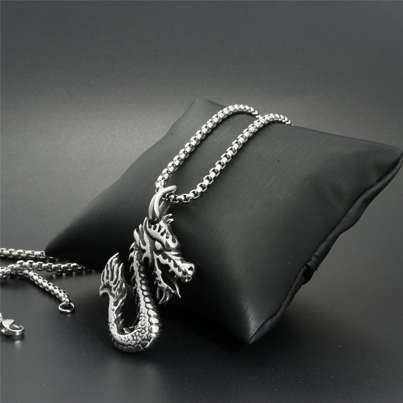 Personalized Titanium Steel Dragon Pendant Necklace for Men - Unique Boyfriend Gift