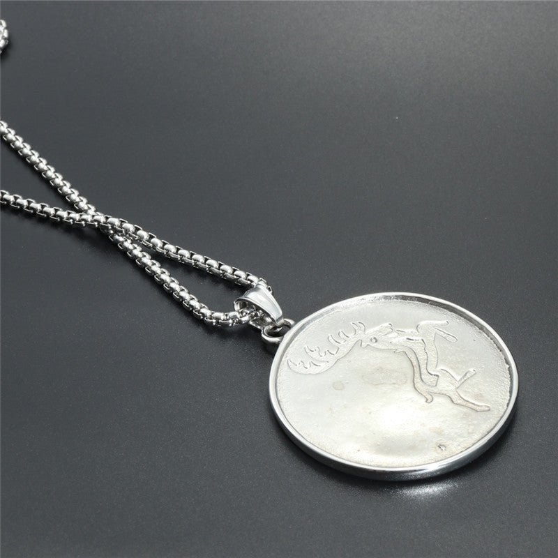 Titanium Steel Deer Pendant Necklace for Men - Trendy Power Game Gift from Planderful Collection